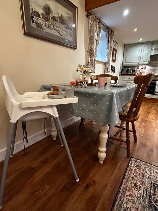 High chair provided at the cottage
