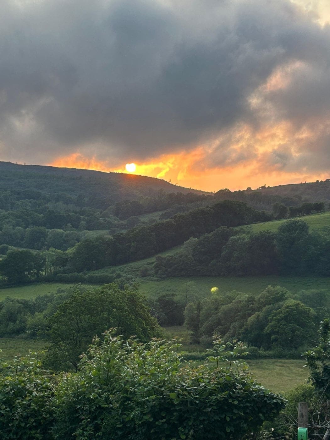 Golden sunset over the hills